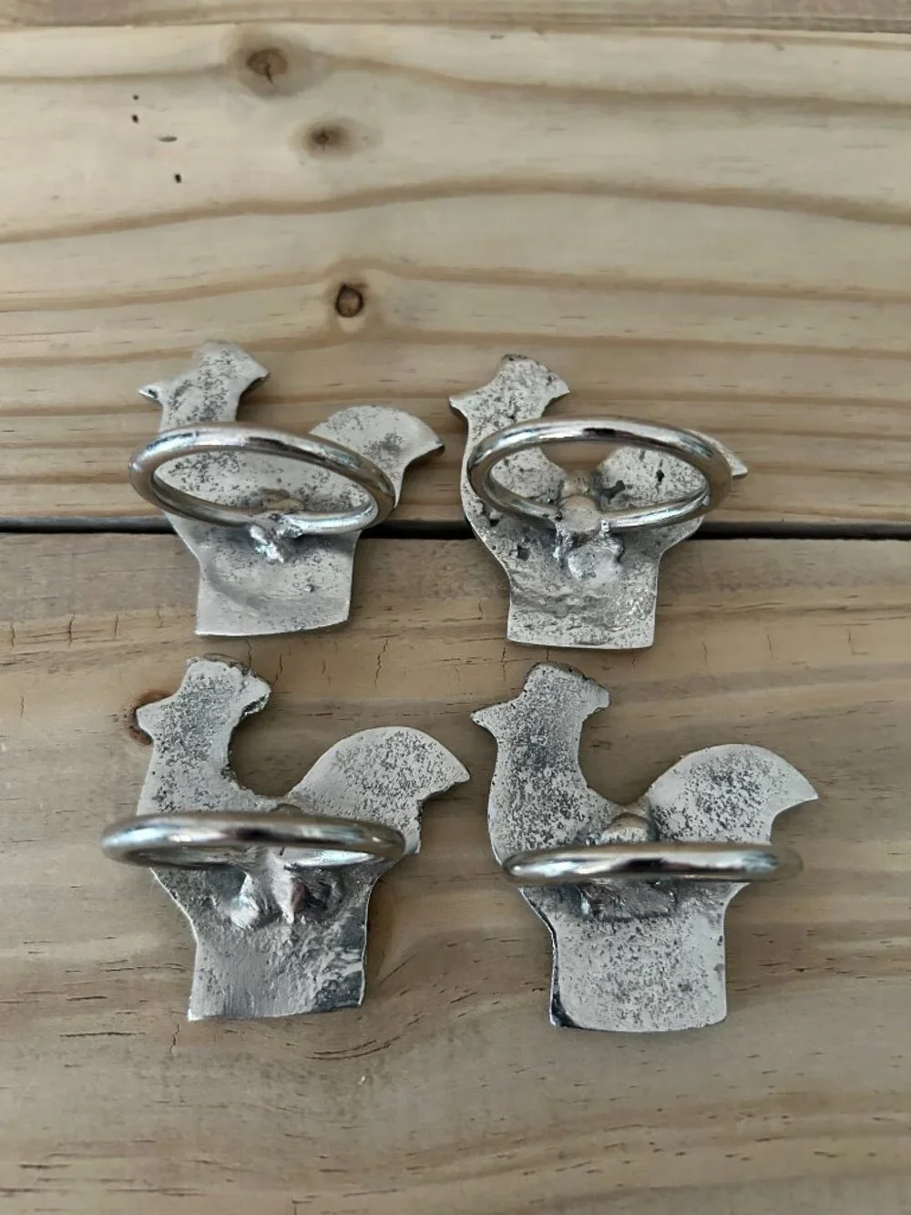 Set of 4 Metal Farmhouse Rooster Napkin Rings Holders